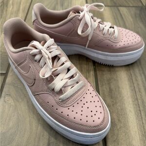 Pink & White Nike Court Vision Alta Platform Sneaker